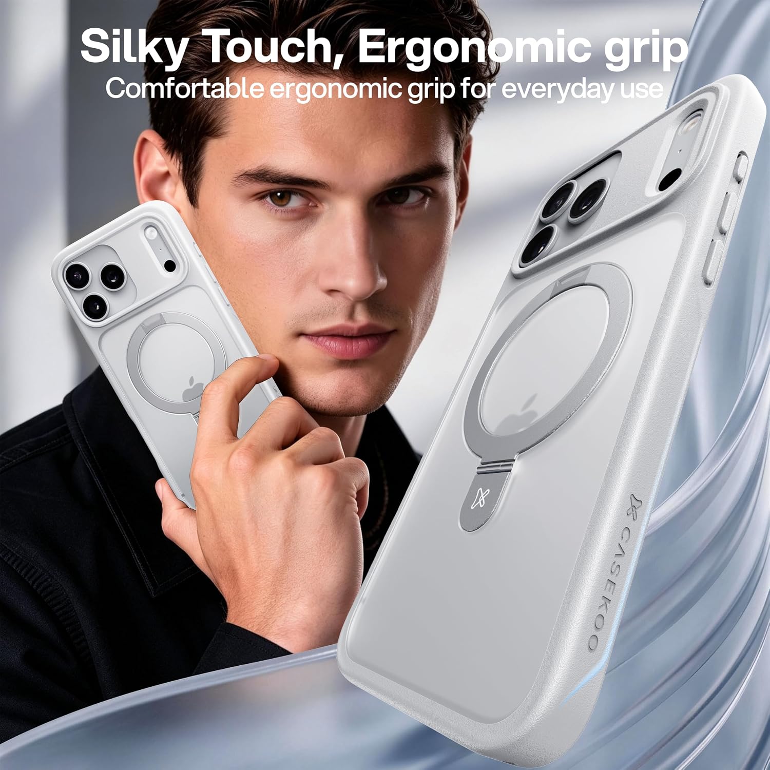 Thumbnail 6 de CASEKOO MagicStand Magnetic Stand Case for iPhone 18 Pro Max, Matte White