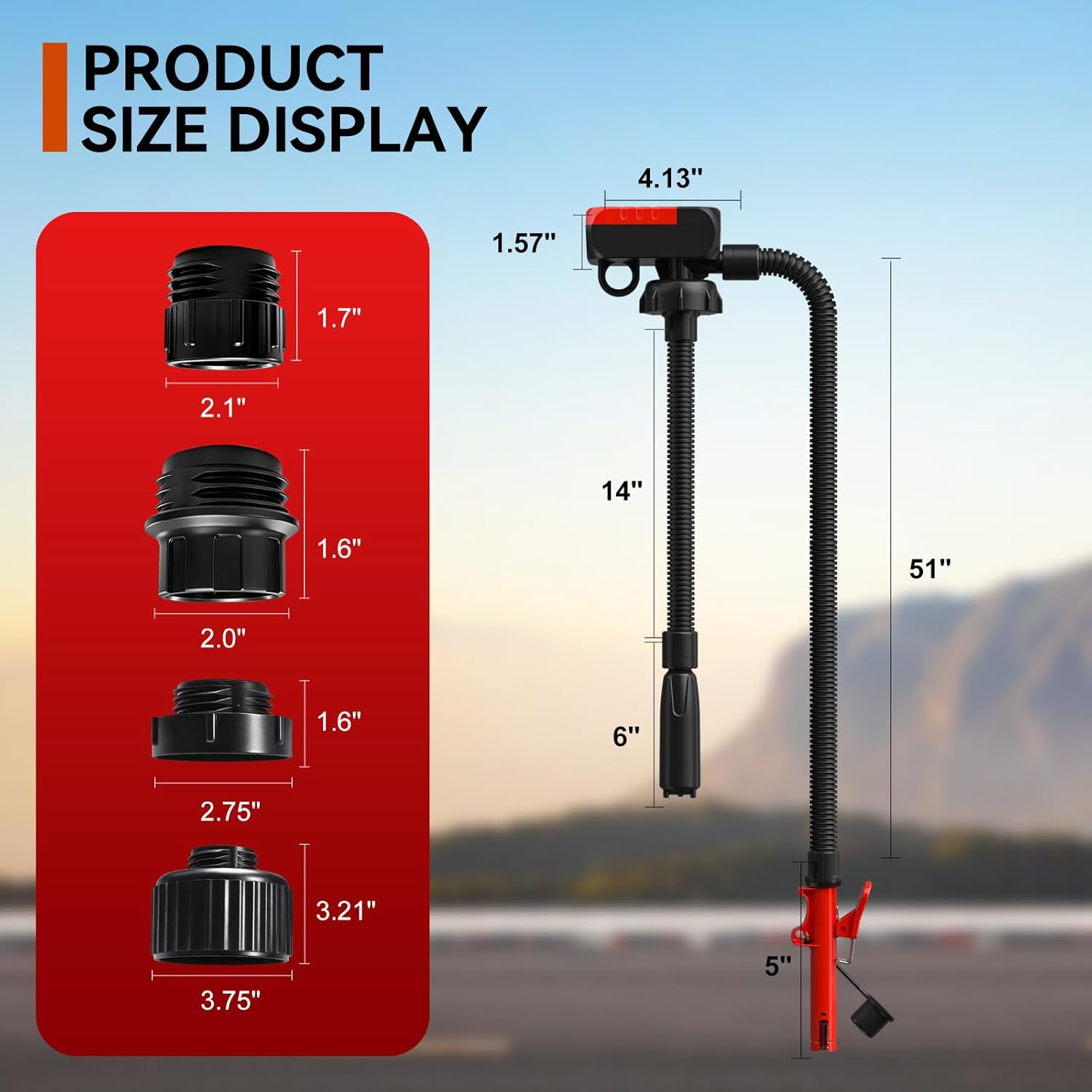 Thumbnail 5 de Automatic Fuel Transfer Pump with Auto-Stop (4.0 GPM) – Battery or USB Type-C Powered, 51'' Hose & 4 Adapters