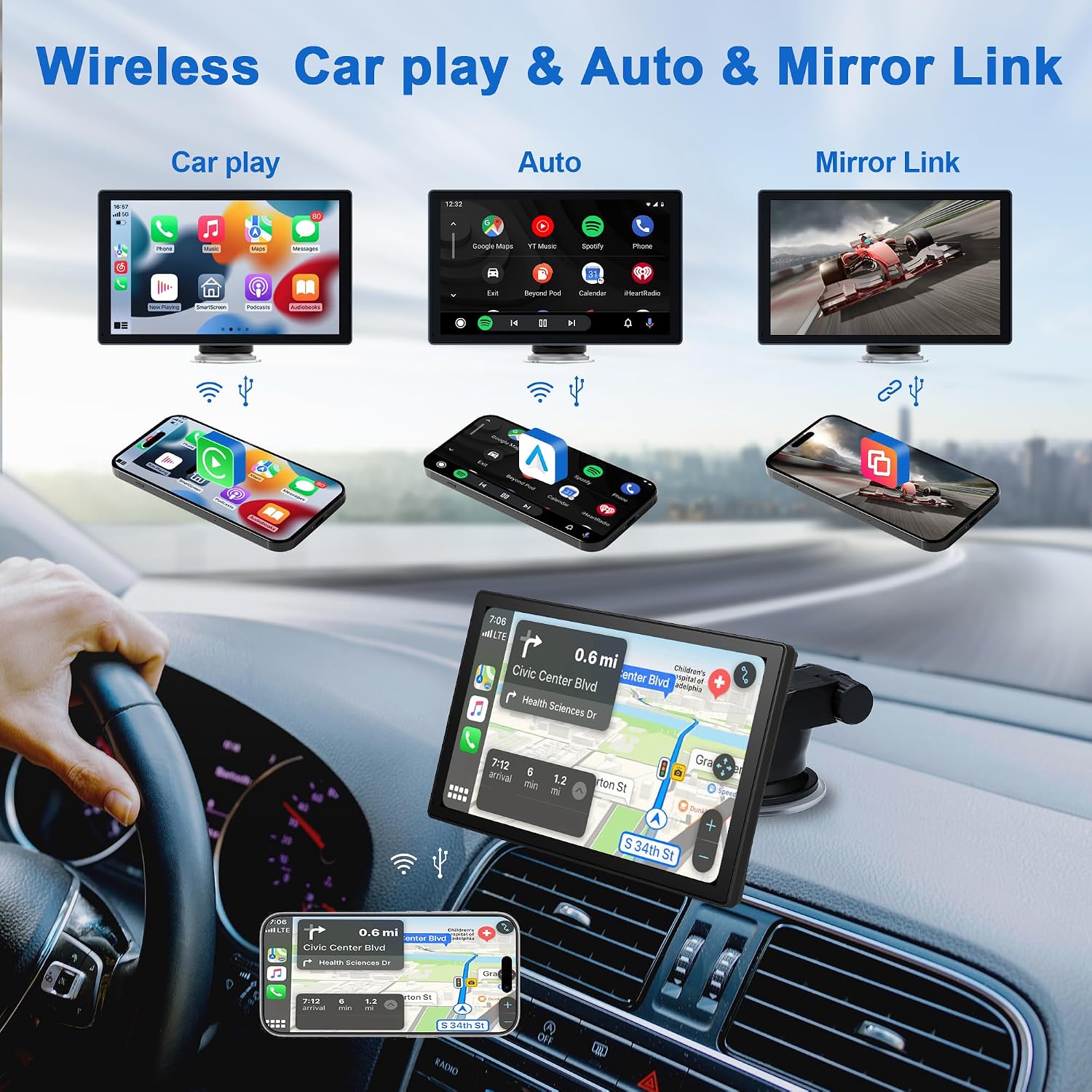Detalle 2 de CarPlay Voiture Écran tactile 9 pouces
