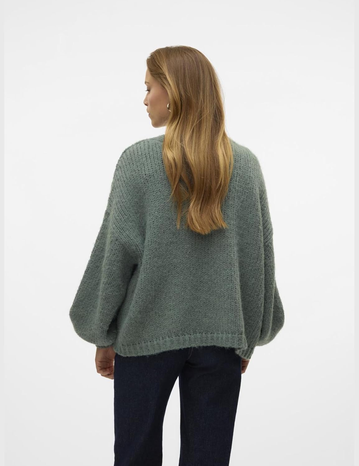 Detalle de VERO MODA VMMAYBE Strickjacke mit Gürtel – kurze Damen-Strickjacke mit Rundhalsausschnitt