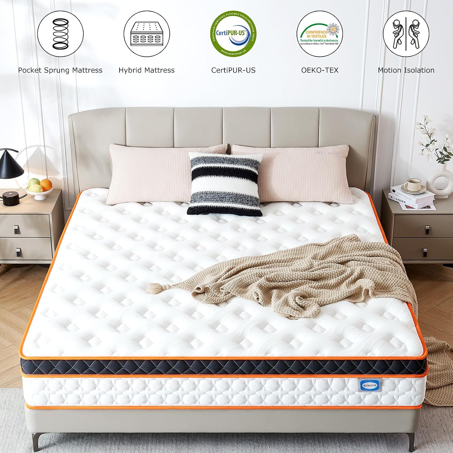 Detalle de SEZMOONSI Double Mattress 4FT6 Gel Memory Foam 135x190x23cm
