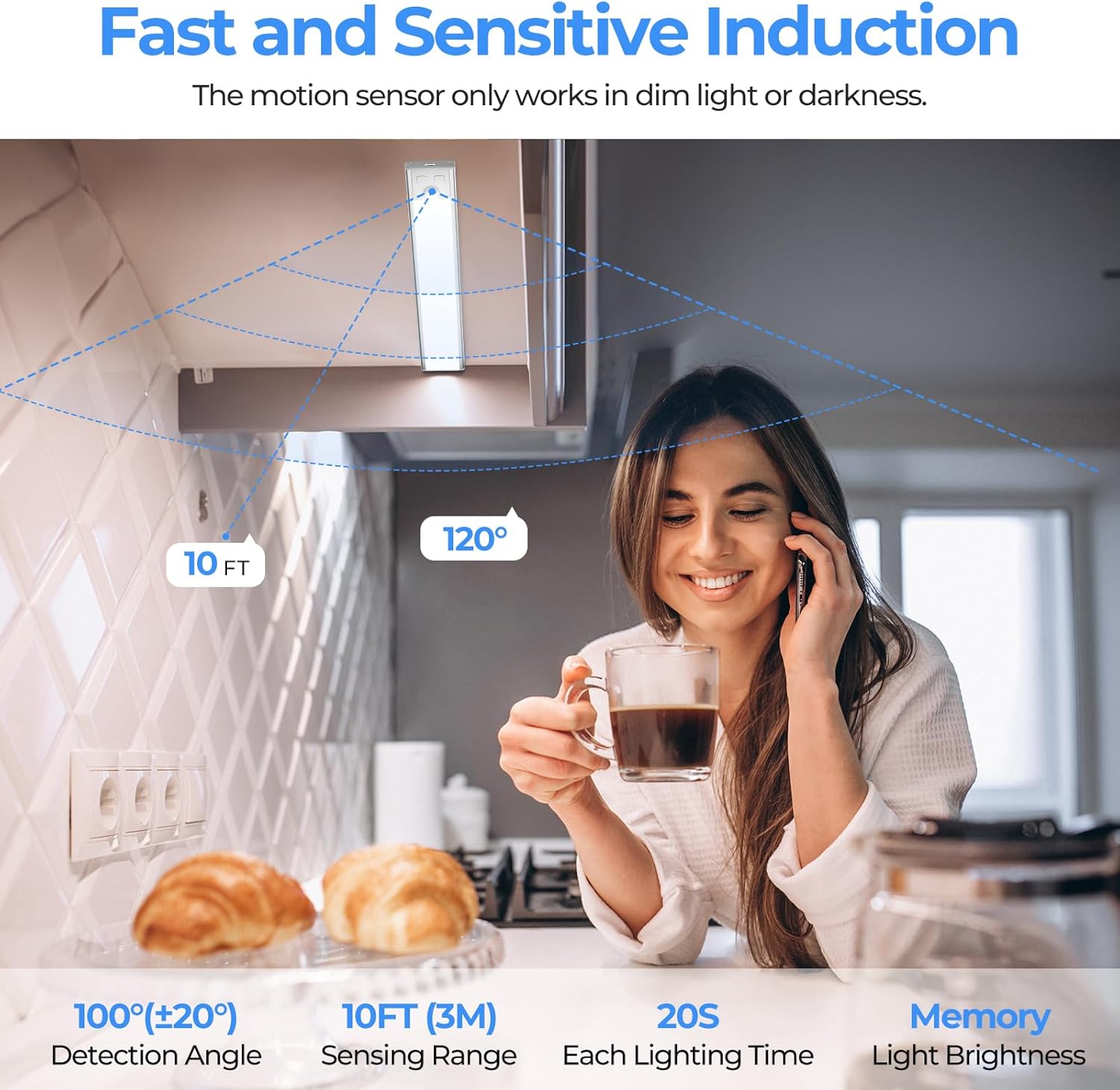 Thumbnail 5 de OUILA Unterbauleuchte 20,5 cm LED mit Bewegungsmelder und USB-C 🍽