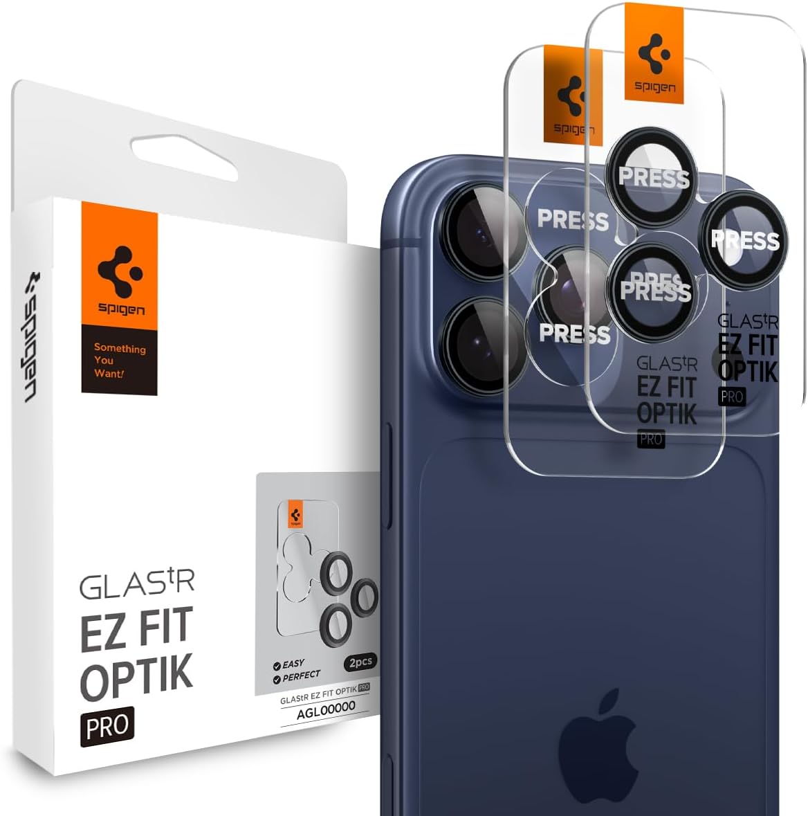 Spigen Glas.tR EZ Fit Optik Pro Protection caméra pour iPhone (2 pièces) – Bleu intense