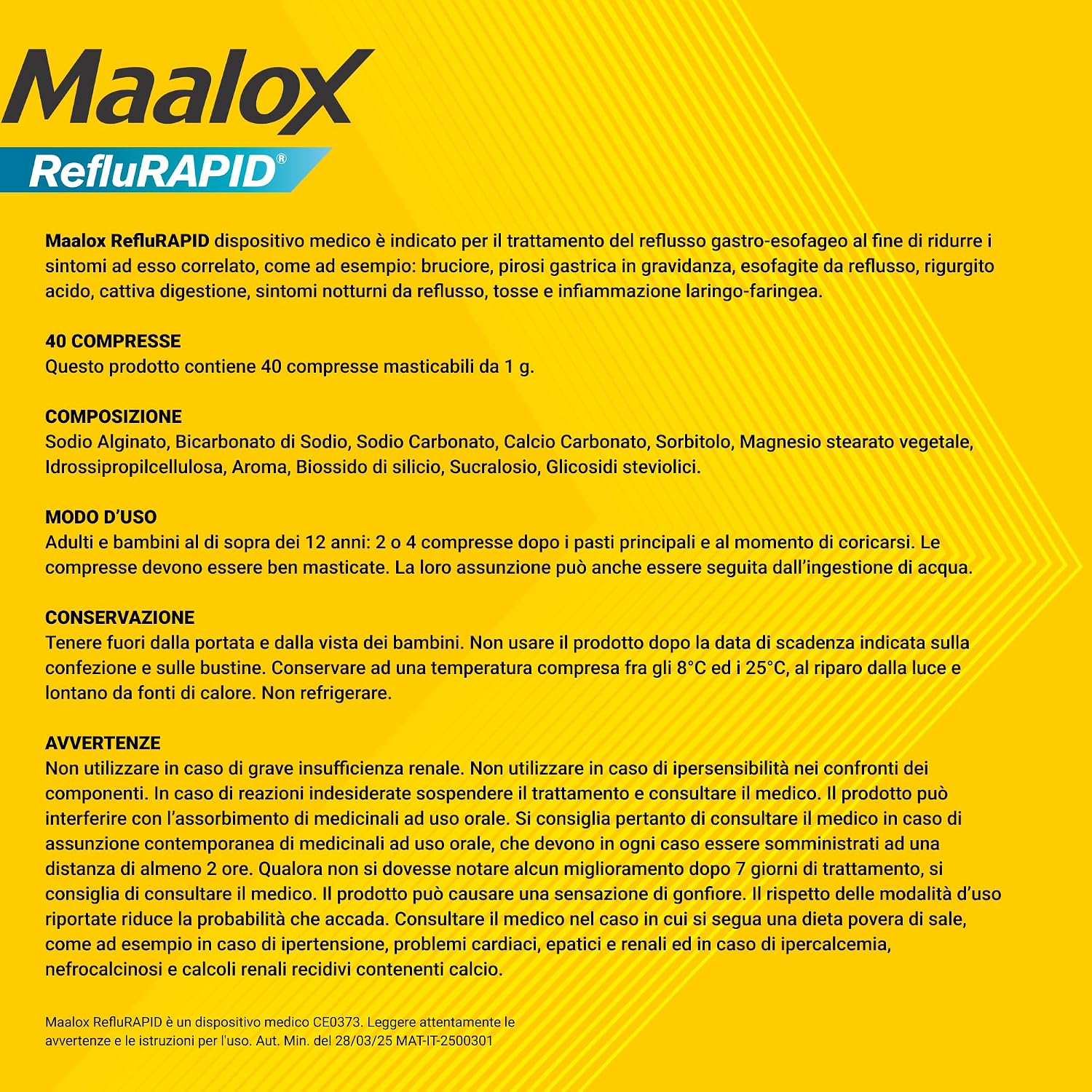 Thumbnail 6 de Maalox Reflurapid Reflusso Gastroesofageo e Bruciore – 40 Compresse Masticabili
