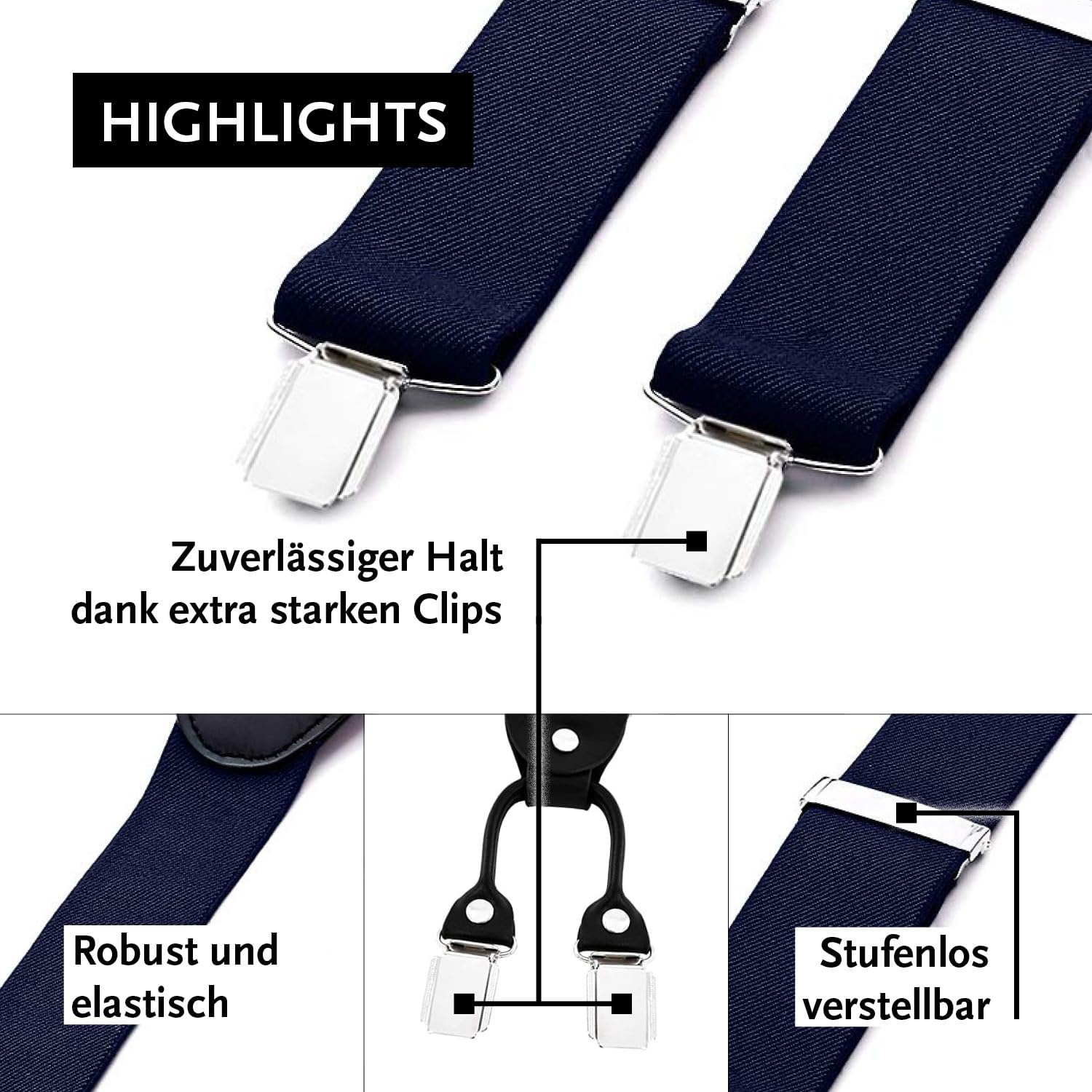 Detalle 2 de DonDon Hosenträger Herren extra stark 3,5 cm
