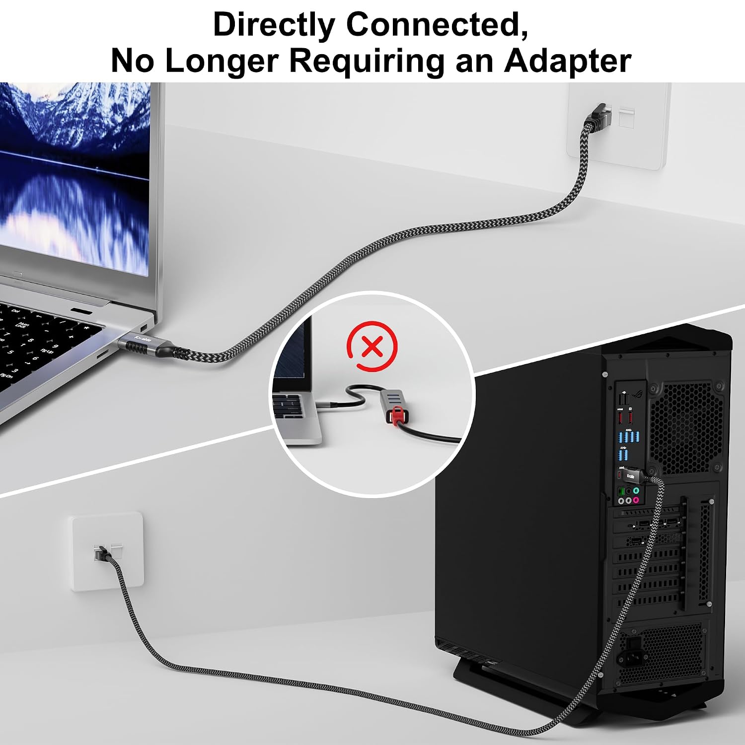 Thumbnail 1 de USB C to Ethernet Cable 0.5FT: Gigabit, Plug-and-Play for USB-C Devices