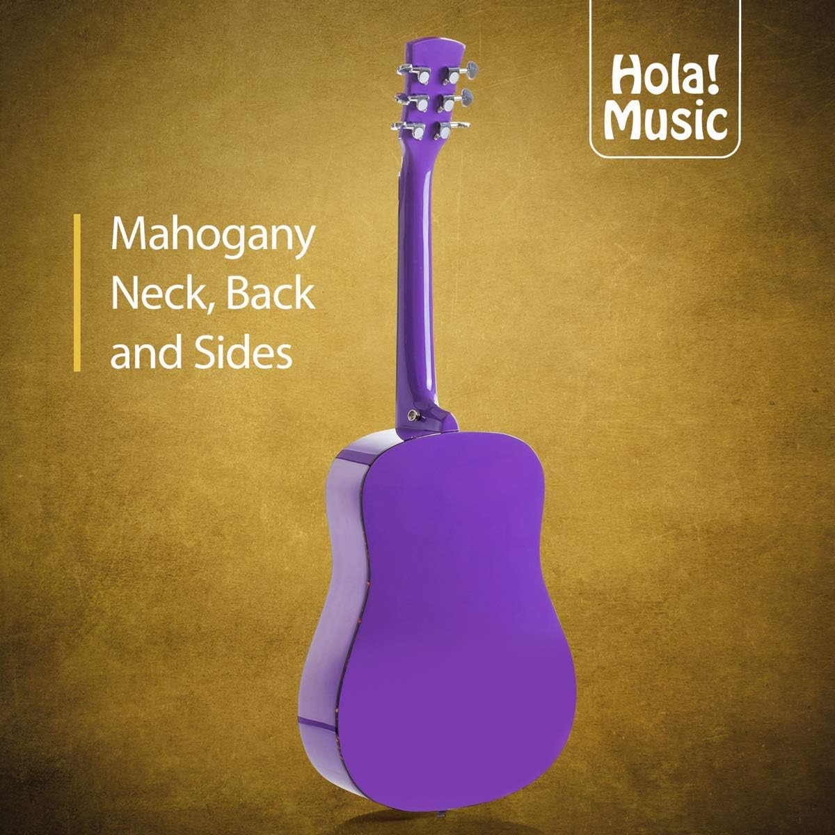 Detalle de Hola! Music 36" 3/4 Acoustic Guitar, Solid Spruce Top, Purple