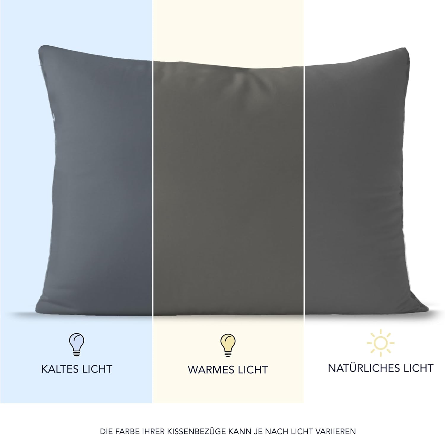 Thumbnail 4 de Dreamzie Kissenbezug 40x60 (Set mit 2) aus 100% Jersey-Baumwolle – Anthrazit
