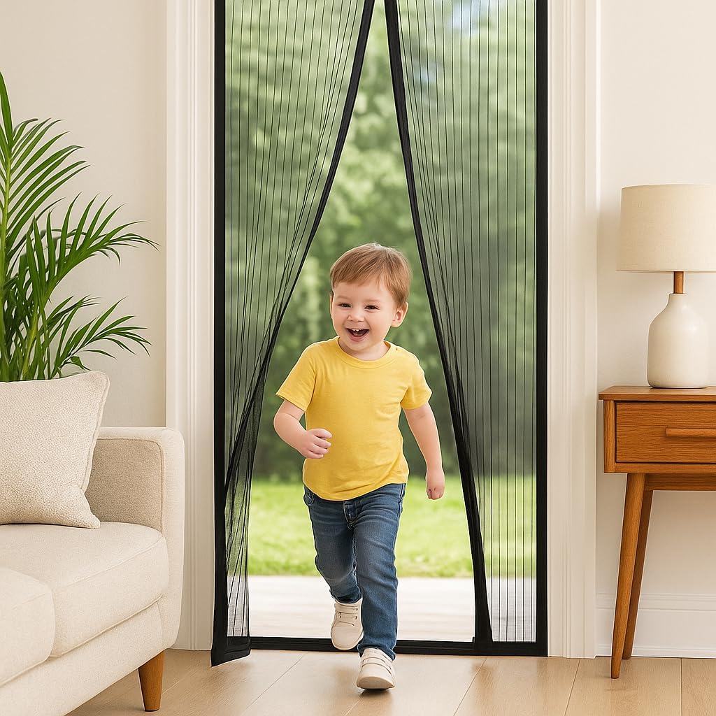 Thumbnail 5 de Jeffica Magnetic Fly Screen Door – Extra Sturdy, Pet-Friendly Auto-Close Insect Curtain (90x210cm, Black)