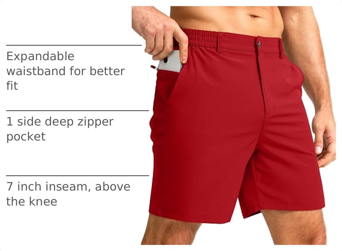 Detalle de G Gradual Men's Lightweight Golf Shorts with Stretch, 3 Pockets and Expandable Waistband