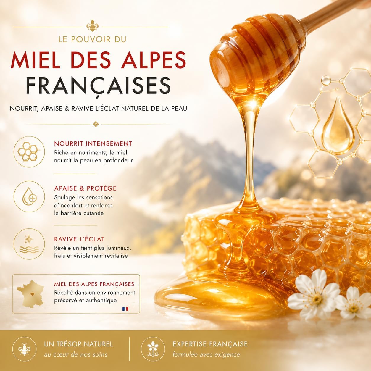 Detalle 2 de Crema Viso Idratante e Lenitiva Anti-Rossore con Acido Ialuronico e Miele delle Alpi – 50 ml