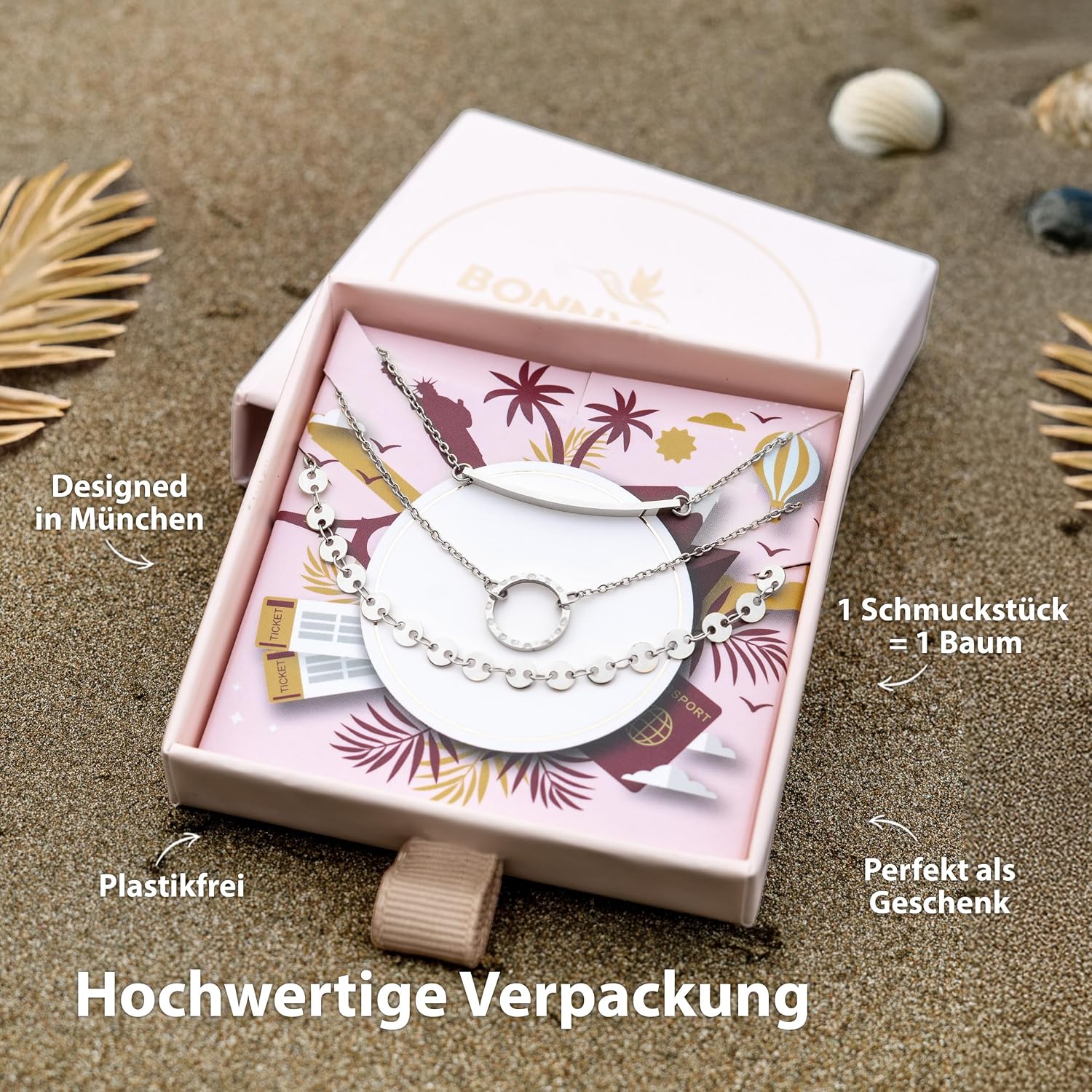 Detalle 2 de BONNYBIRD BonnyMilano Premium Edelstahl-Armbänder-Set für Damen (Silber, Gold & Roségold)