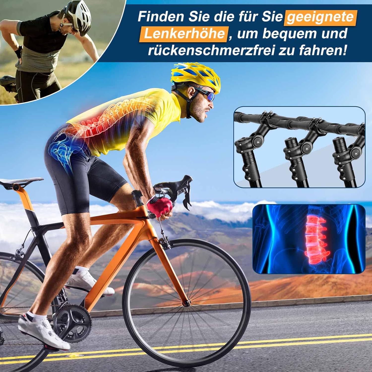 Thumbnail 2 de toptrek Lenkererhöhung Fahrrad (Vorbau 28,6 mm) für MTB, Rennrad & City – Höhenverstellung mit Spacern, 150 mm