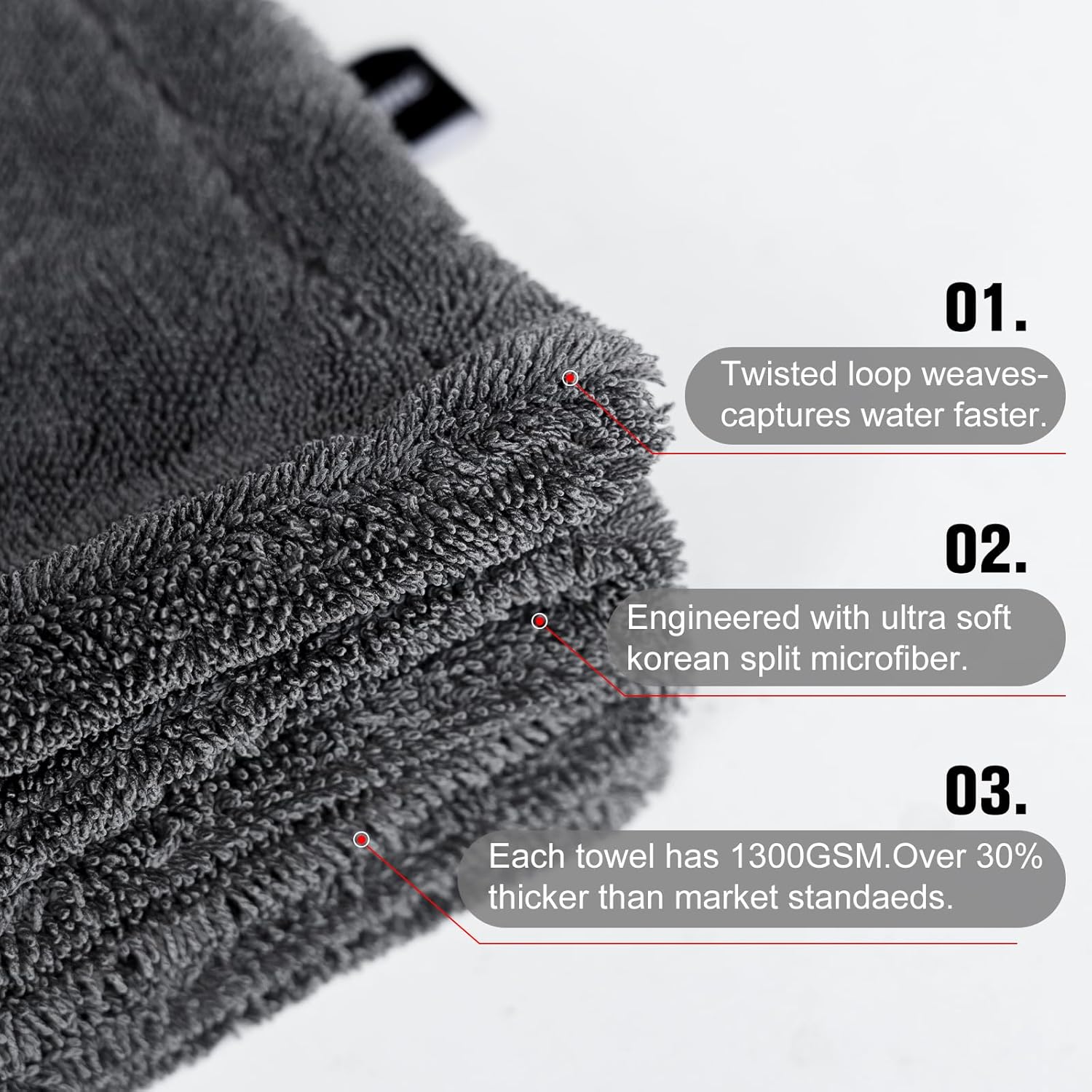 Thumbnail 4 de Singrune 2 Pack XL 1300GSM Car Drying Towel