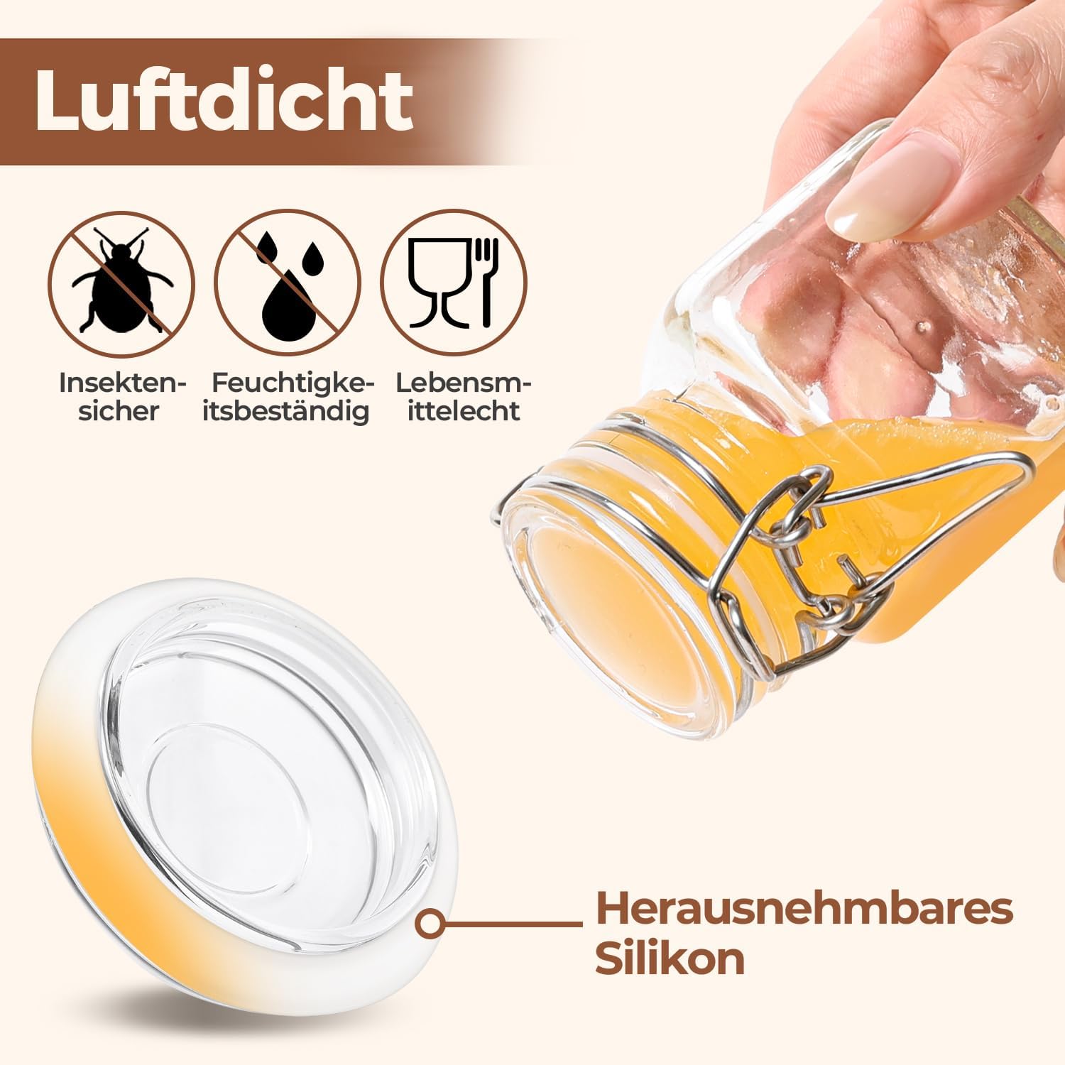 Detalle 2 de ComSaf 12er Gewürzgläser-Set 120 ml – luftdicht, quadratisch, mit Trichter & Etikettenbogen