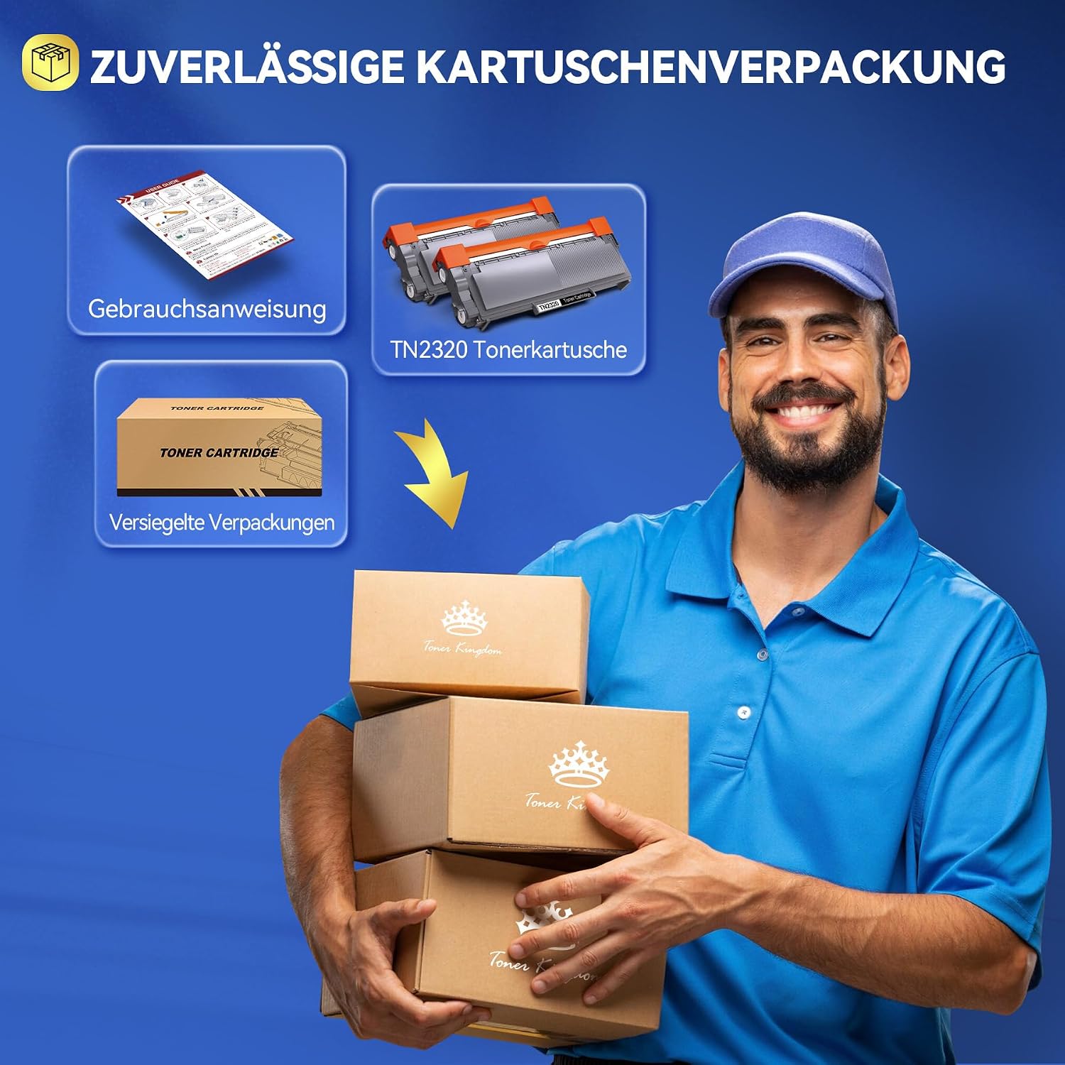 Detalle 2 de Toner Kingdom TN2320 kompatibel (2er-Set) für Brother TN-2320/TN-2310 – Schwarz