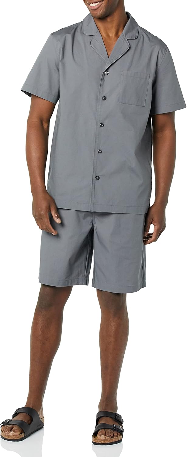 Thumbnail 6 de Amazon Essentials Herren Leichtes Gewebe-Pyjama-Set mit gekerbtem Kragen