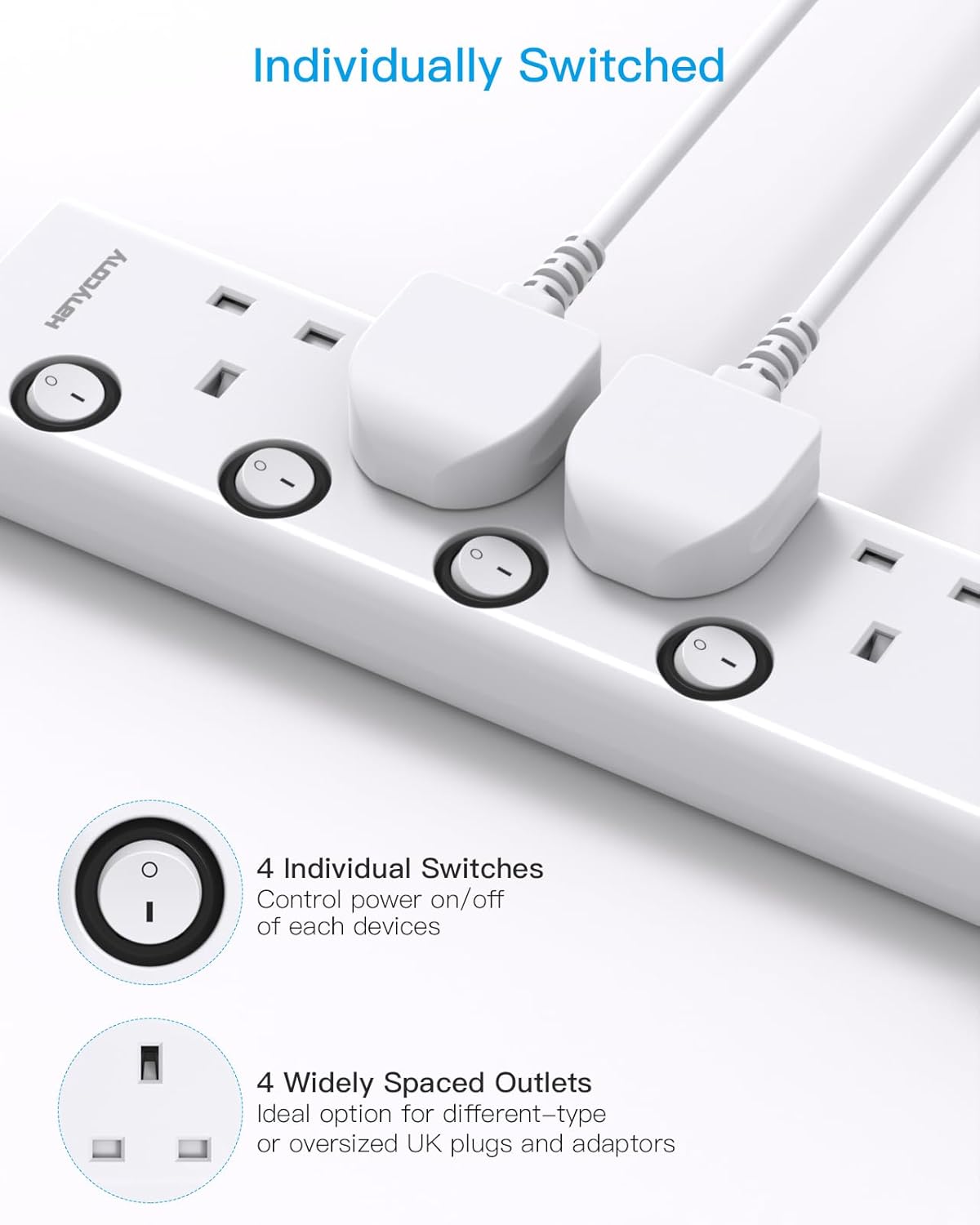 Thumbnail 3 de HANYCONY 4 Way Plug Extension Socket with 1.8m cable 🔌