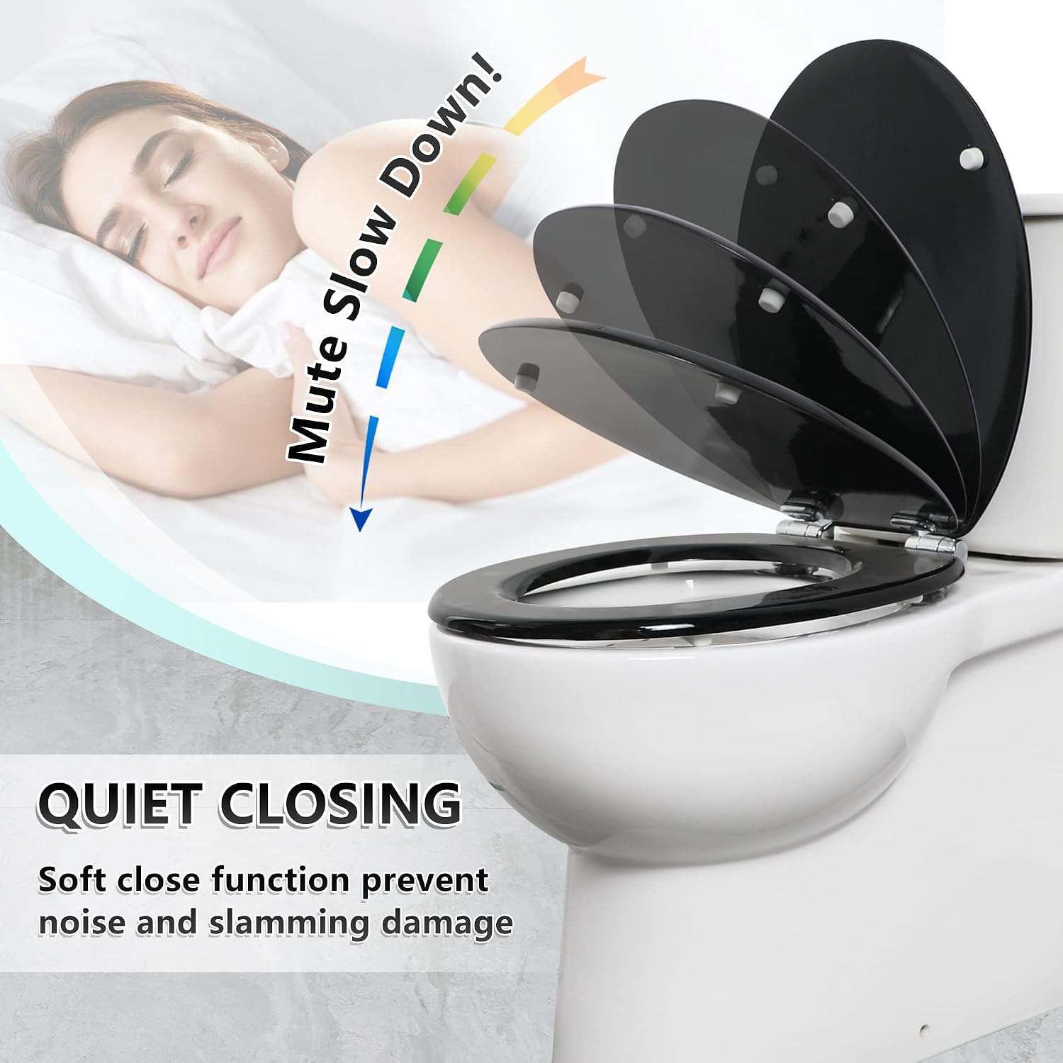 Thumbnail 2 de Angel Shield Black Wooden Toilet Seat