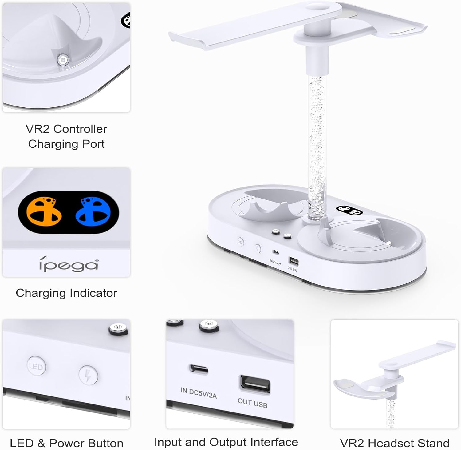 Thumbnail 6 de FASTSNAIL Ladestation für PSVR2 Controller – LED-Ständer mit 15 RGB-Modi, kompatibel mit PlayStation VR2