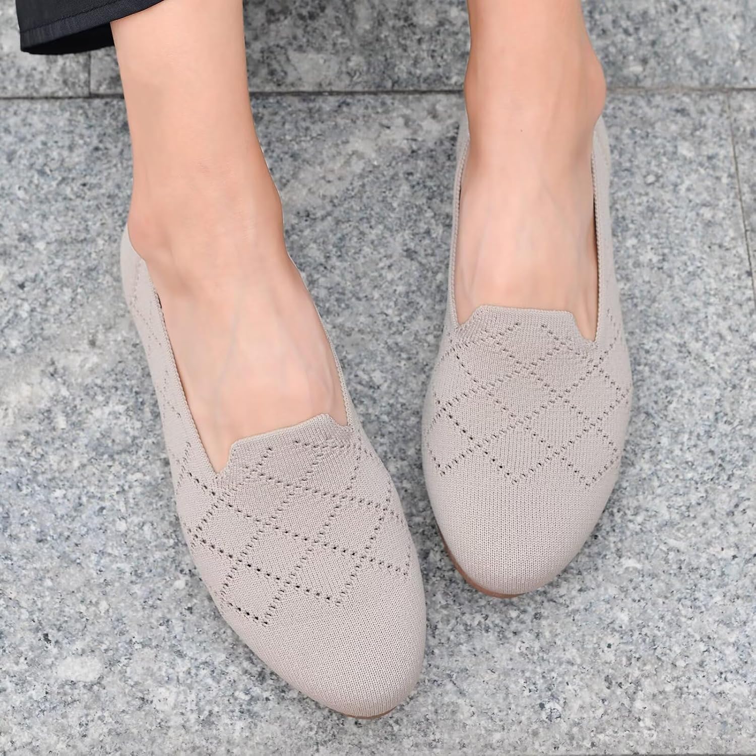 Thumbnail 1 de Puxowe Women's Ballet Flats Shoes – Slip-On Knit Dress Flats with Memory Foam Insole