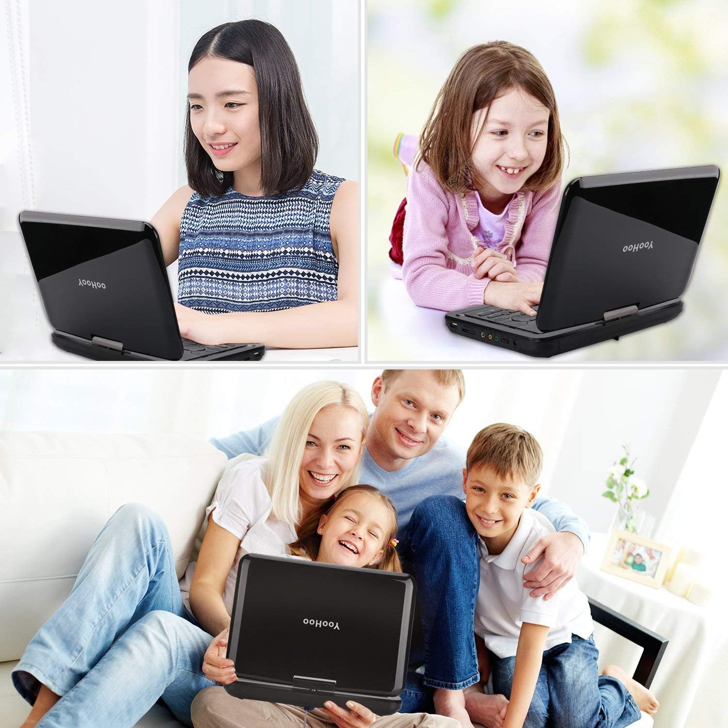 Thumbnail 5 de YOOHOO Lecteur DVD Portable 12,5" avec écran pivotant et batterie intégrée – multi-régions