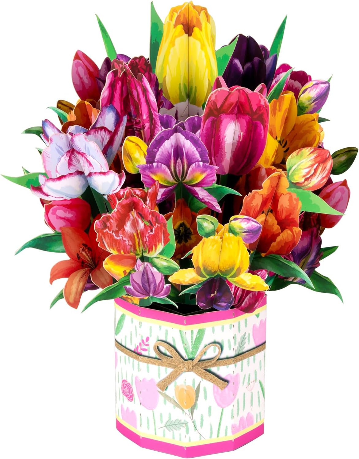 Detalle de Tulpe Pop Up: Grußkarte mit Tulpenstrauß – inklusive Notizkarten und Umschlägen
