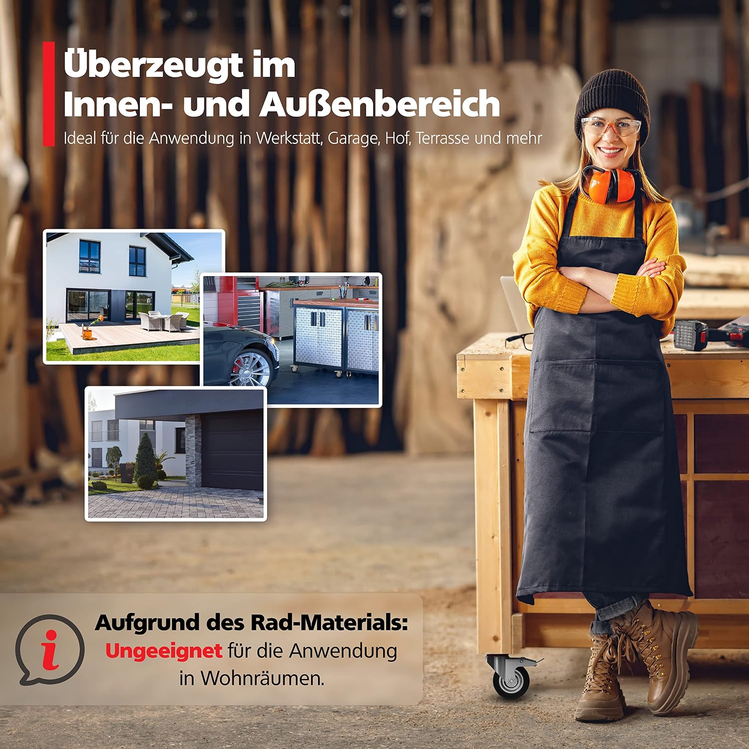 Thumbnail 2 de RAVN HAMAN 4er-Set Transportrollen 100 mm mit Bremse, Vollgummi – bis 70 kg pro Rad