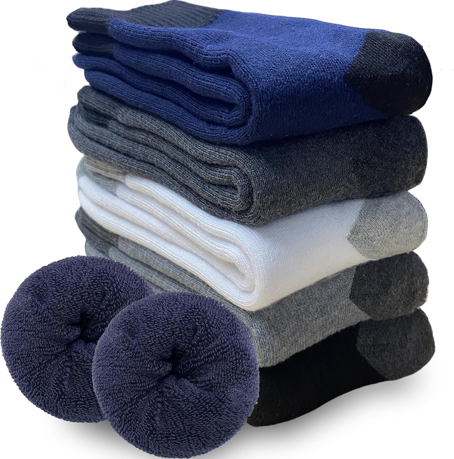 Detalle de VoJoPi Men’s Thermal Socks, 5-Pair Wool-Blend Crew Socks for Winter
