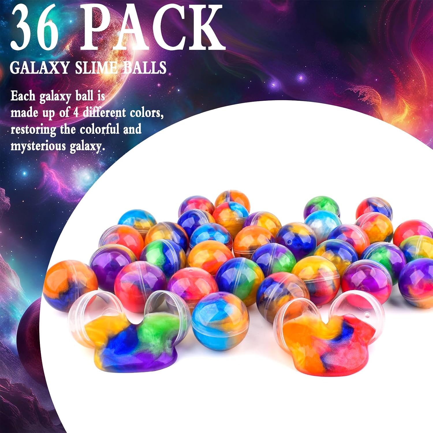 Detalle de Rowecvce Galaxy Slime Balls 36-pack for kids