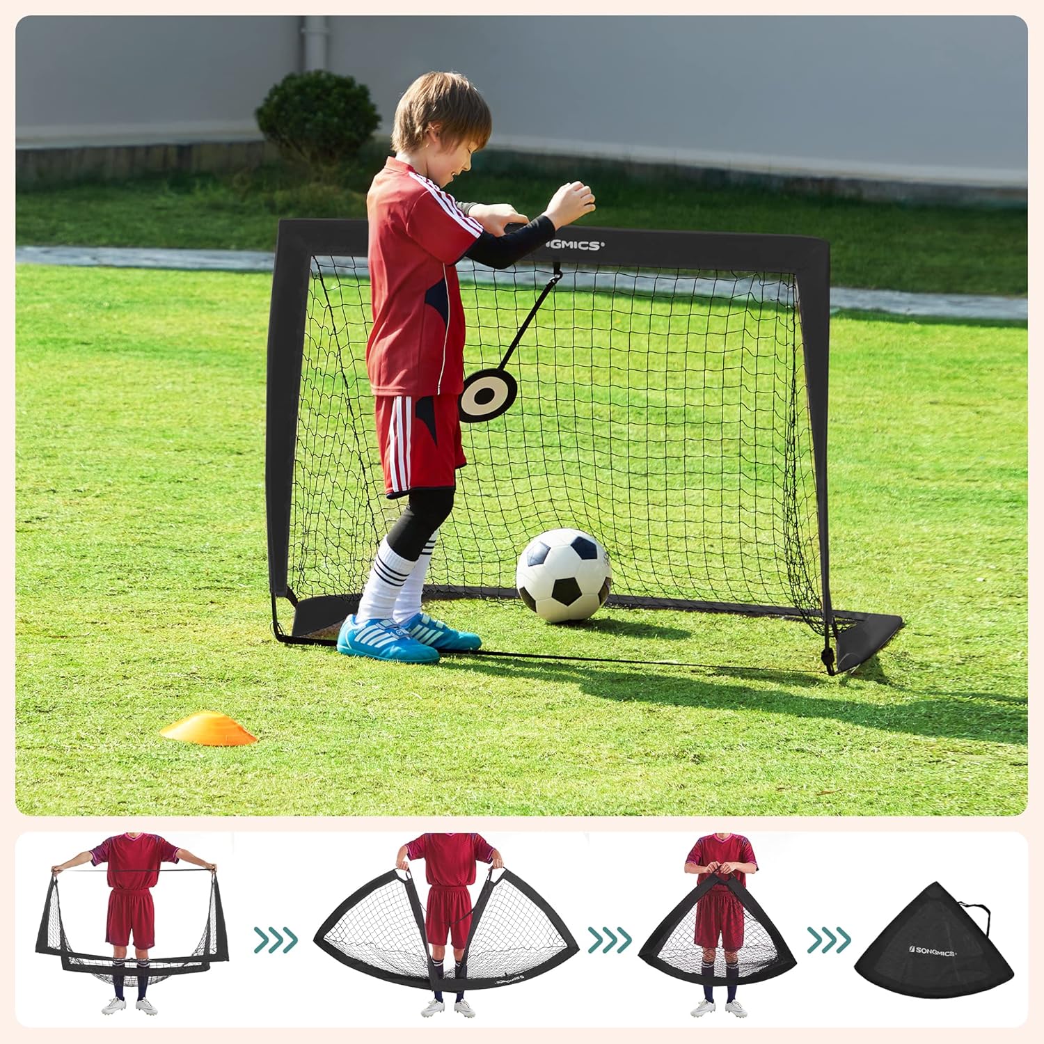 Thumbnail 4 de SONGMICS Football Goals Set of 2 (4 x 3 ft) – Portable Kids Football Nets with Targets & Training Cones