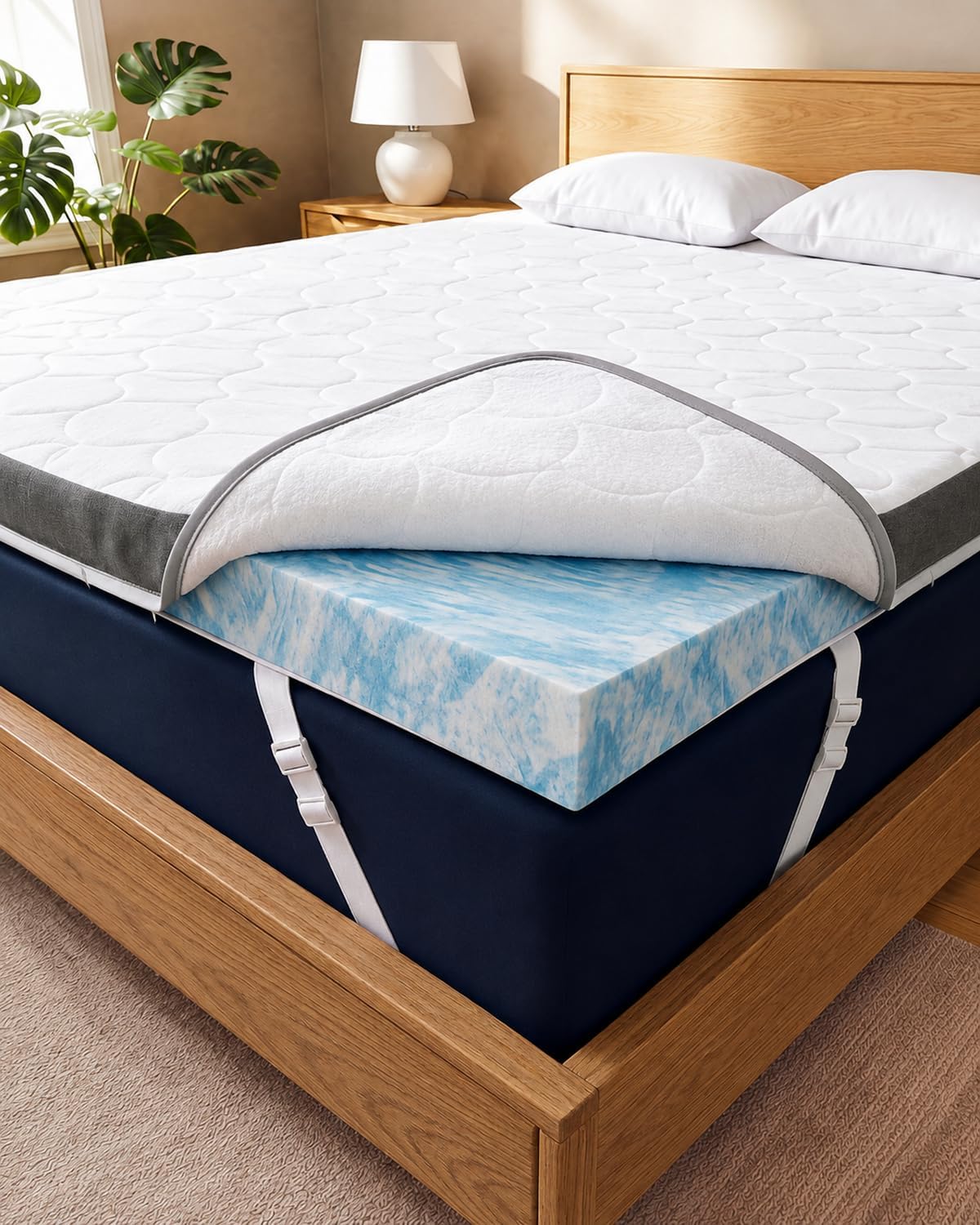 Detalle de Short Queen Memory Foam Mattress Topper