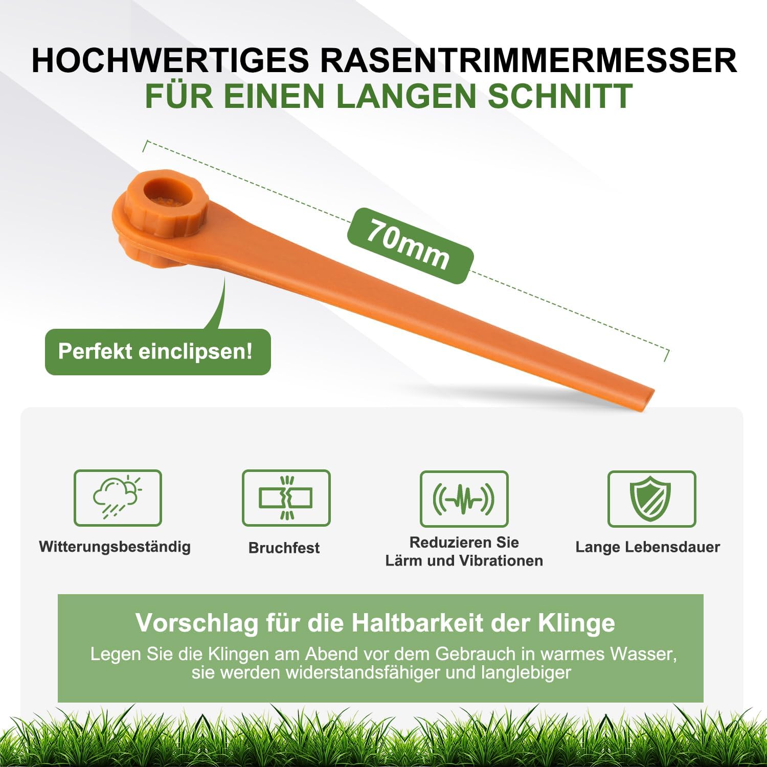 Detalle de PA6 Ersatzmesser (100 Stück) für RotorCut, kompatibel mit Gardena Rasentrimmer & Akkutrimmer