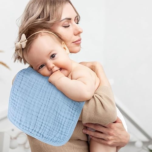 Detalle de MIGIOL Baby Burp Cloths 5-Pack – 100% Cotton Muslin, 10x20 inches, Blue & Green