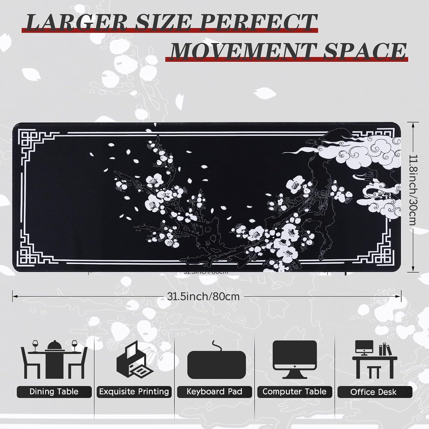 Detalle 2 de DESERO Large Gaming Mouse Pad (800 x 300 x 3 mm) – XL Extended Desk Mat
