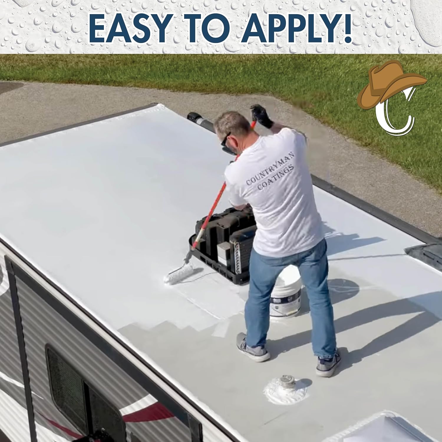 Detalle de Countryman Coatings 100% Silicone Roof Coating (White) for RVs, Campers & Flat Roofs, 4.75 Gallon
