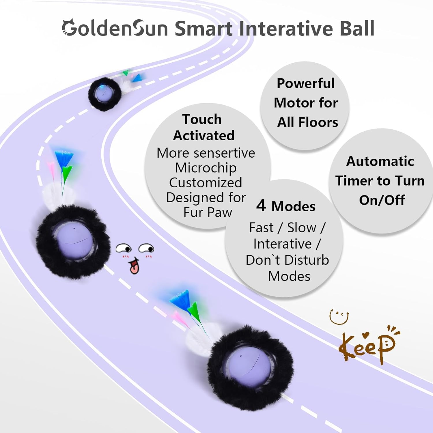 Detalle 2 de GoldenSun Cat Toys automatic rolling ball