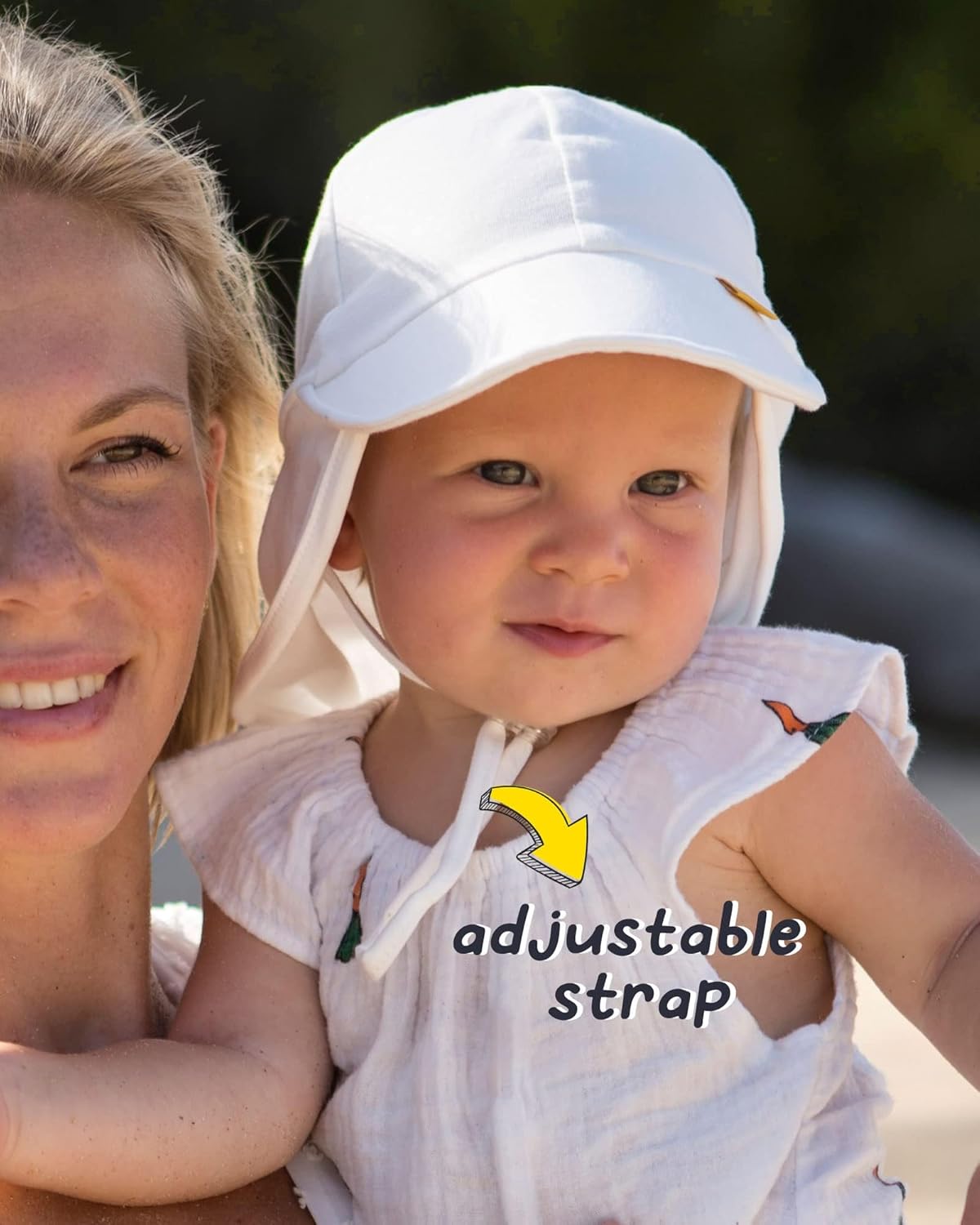 Detalle de FURTALK Baby- & Kleinkind-Sonnenhut mit UPF 50+ UV-Schutz, verstellbarem Kinnriemen und Nackenschutz