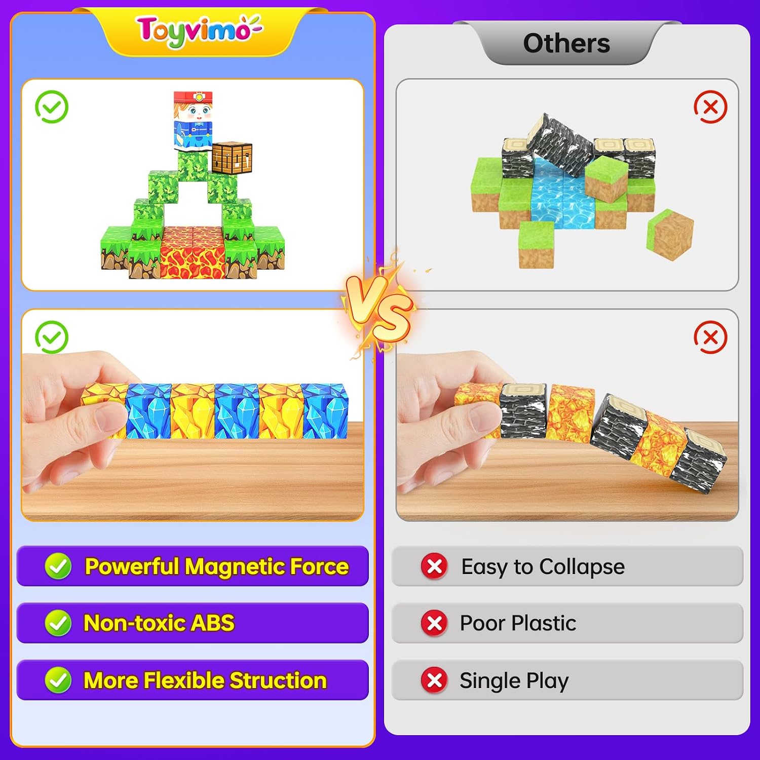Detalle de Toyvimo Magnetic Blocks 100-Piece Magnetic Building Set (Forest & Mine Theme)