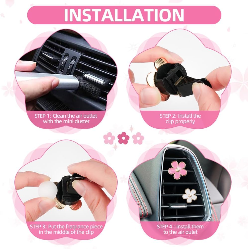 Thumbnail 3 de URAQT Daisy Flower Air Vent Clip – 8-Pack Pink Car Air Fresheners