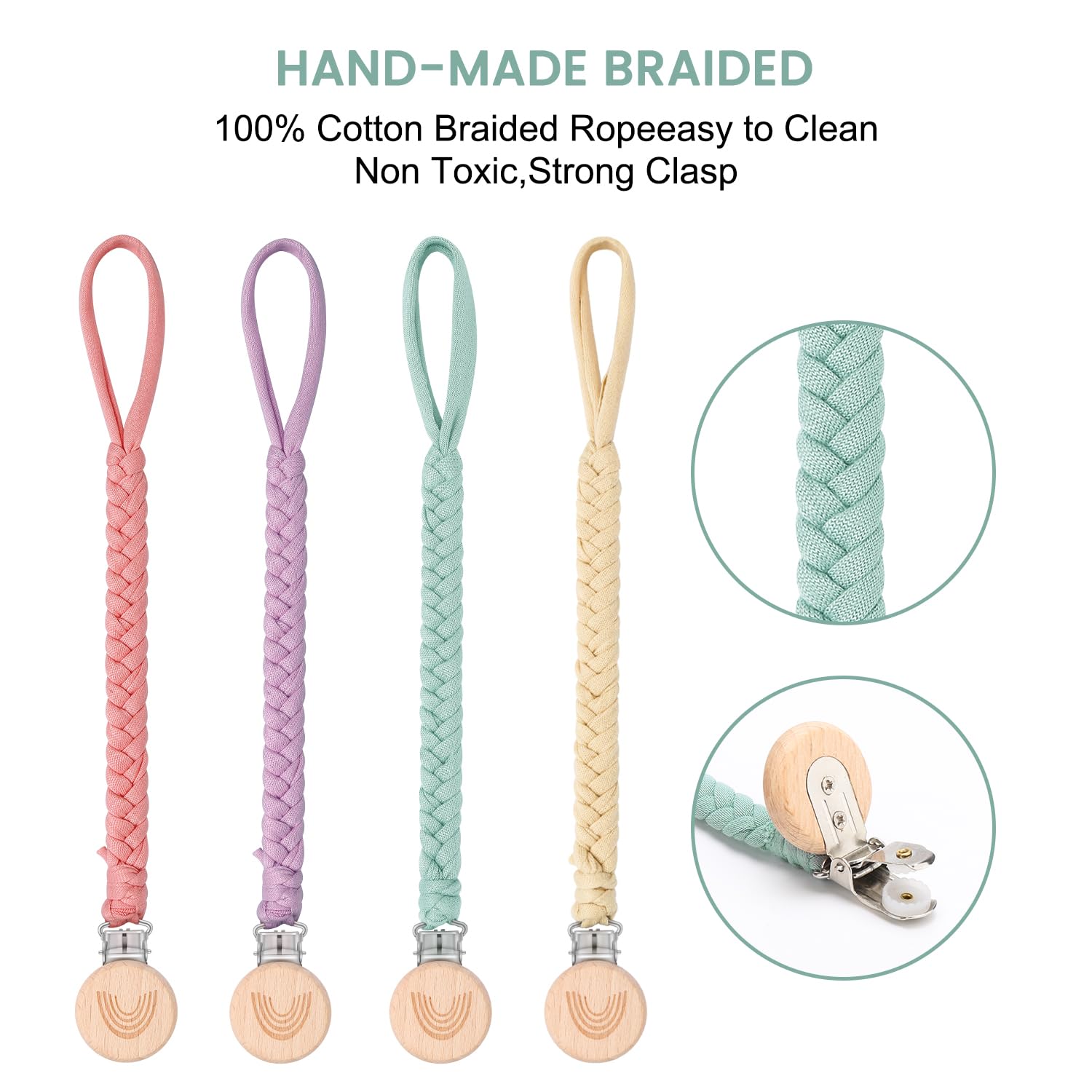 Thumbnail 1 de CLDY Baby Schnullerkette Clip im 4er-Pack – Schnullerband mit Clip für Kinderwagen, Babytrage und Autositz