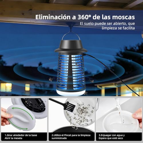 Thumbnail 5 de Lámpara Antimosquitos Axeqao 4250V con UV 20W y LED, IPX4 – Protección interior y exterior