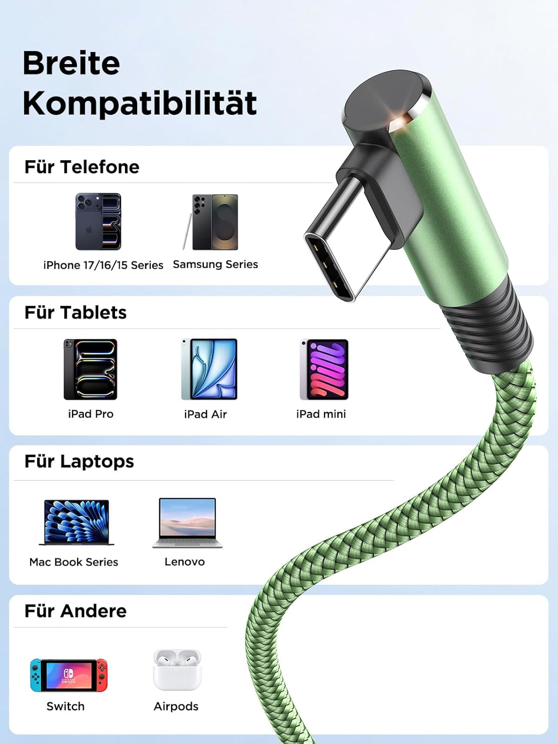 Thumbnail 5 de USB-C auf USB-C Kabel (2 m / 3er-Set) für schnelles Laden & Datenübertragung