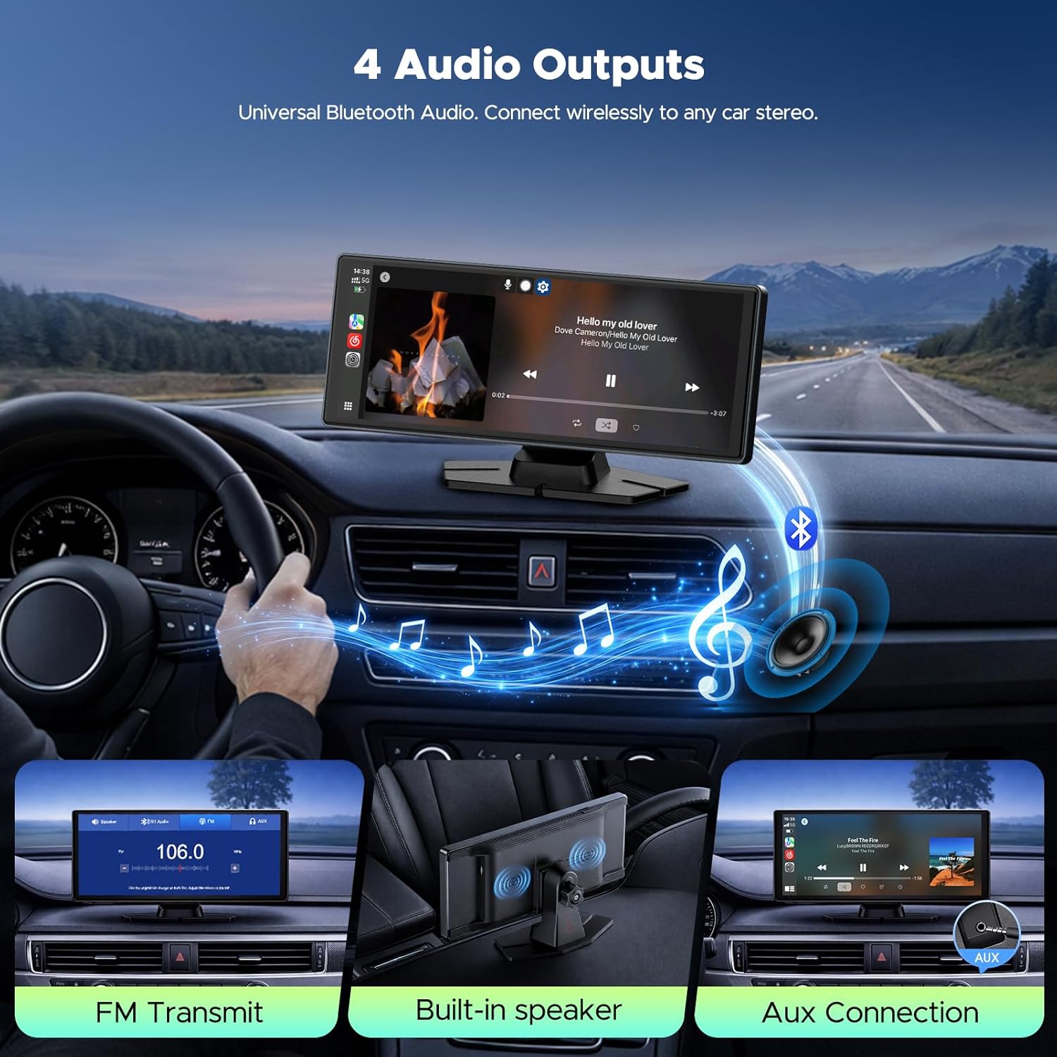 Thumbnail 2 de LAMTTO 9.26" Wireless CarPlay Screen: CarPlay, Android Auto, 1600x600 IPS Display