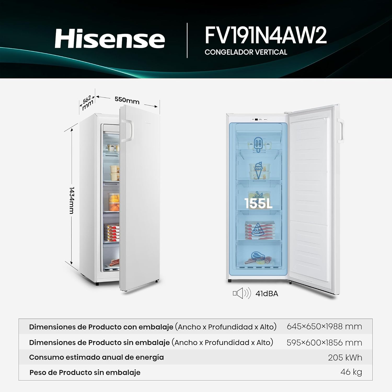 Thumbnail 1 de Hisense FV191N4AW2 congelador 147 l