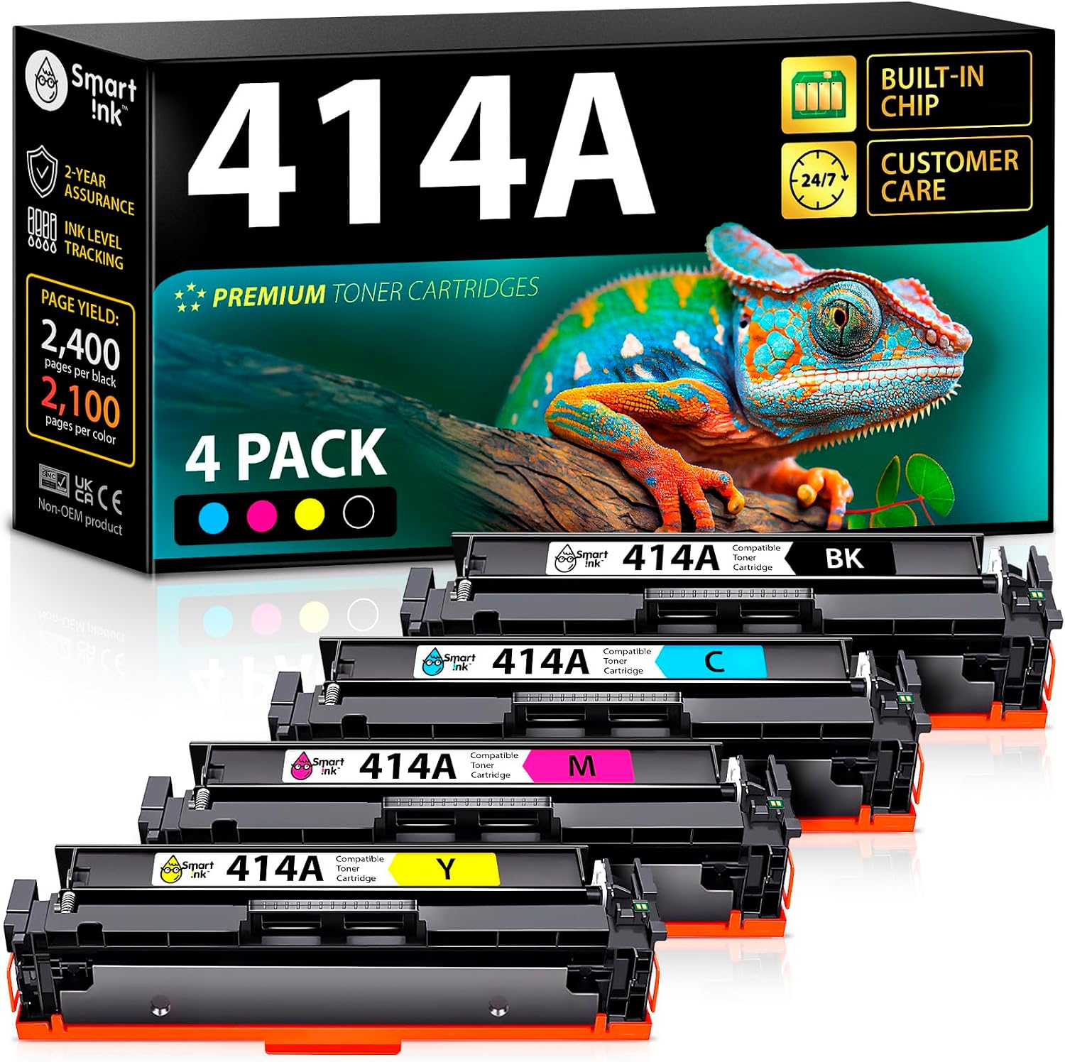 Detalle de Smart Ink 4p414A 414A Toner Cartridge 4-Pack with Built-In Chip