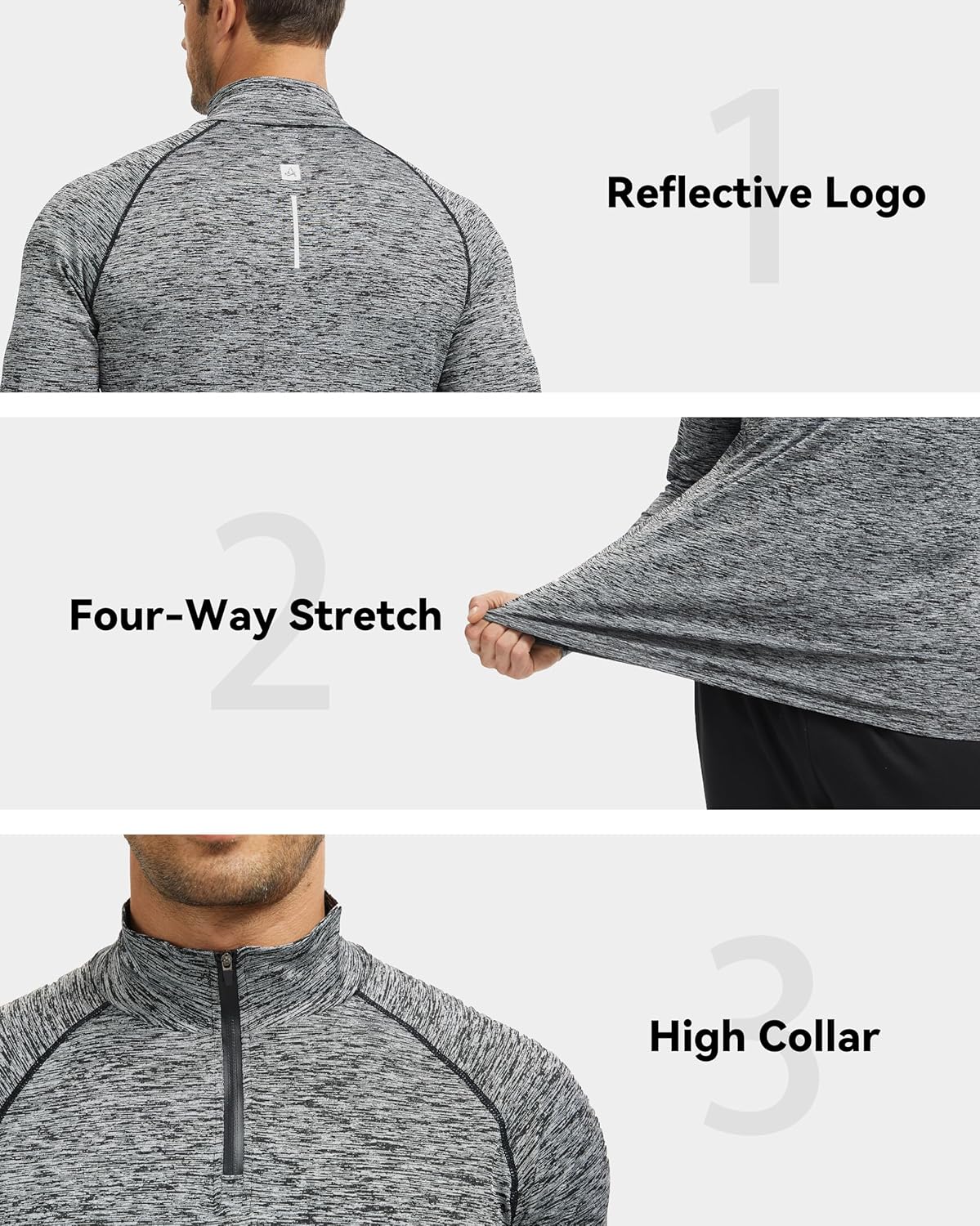 Thumbnail 3 de AMZSPORT Maglia Uomo Manica Lunga – Felpa 1/4 Zip per Running e Allenamento