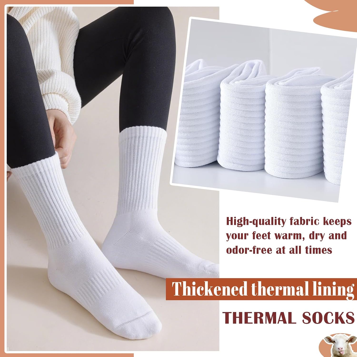 Detalle 2 de VoJoPi Women’s Thermal Wool Socks, 5-Pack, Thick Cushioned Winter Socks