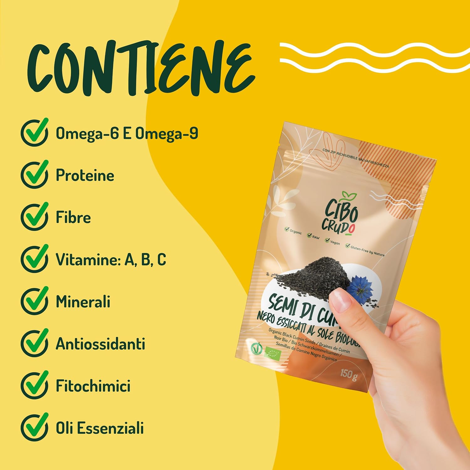 Detalle 2 de Cumino Nero Semi Biologici – 150 g: semi essiccati al sole per aromi intensi