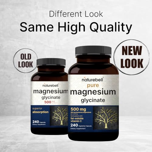 Detalle de NatureBell Pure Magnesium Glycinate 500mg (90 mg elemental) - 240 Veggie Capsules